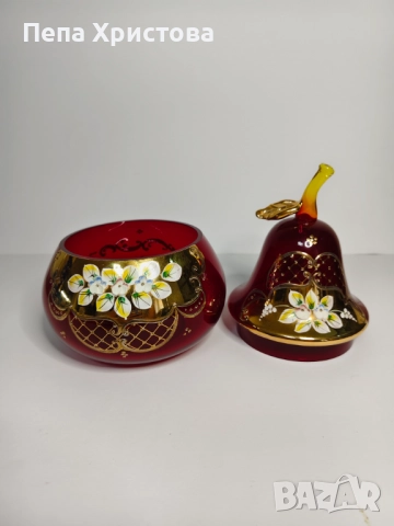 Ръчно изработена и изрисувана бонбониера от рубинен кристал Бохемия, снимка 6 - Други - 51862955