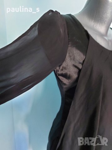 Уникална черна рокля / копринен сатен и органза / "YSL" , снимка 9 - Рокли - 18008668