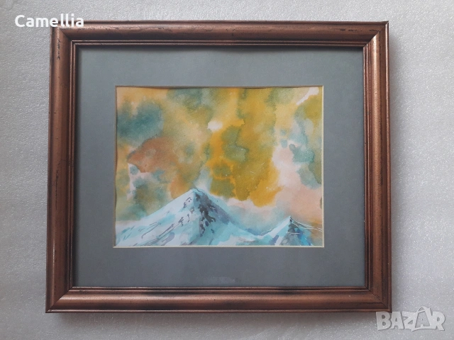 Картина: "Залез над планината" акварел 