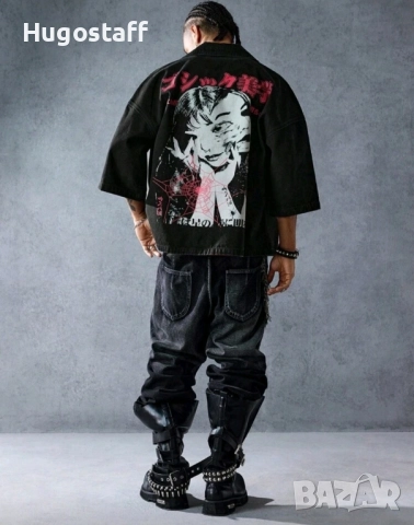 Нова дънкова риза яке Harajuku Style овърсайз блуза тениска фланелка т шърт Л Хл, снимка 6 - Ризи - 51766463