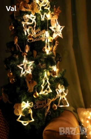 Коледна залепваща се украса с LED светлини-1бр. 