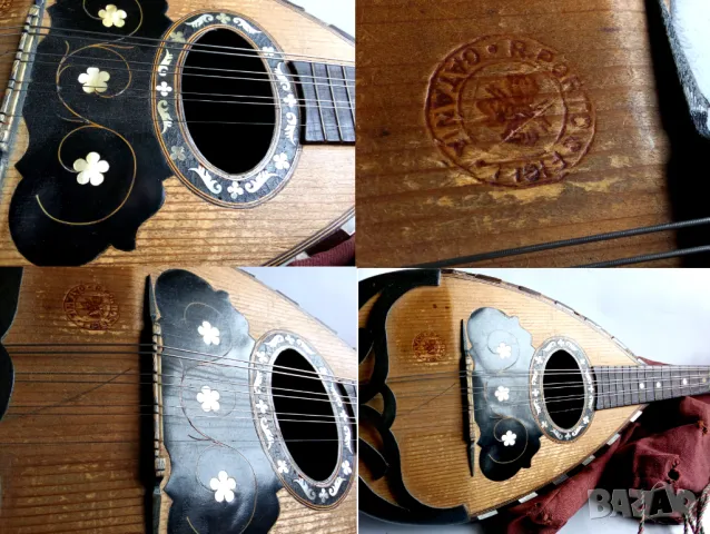 фин античен 8-струнен КОМПАНИЯ ROSARIO PORTO bowlback MANDOLIN Италия CATANIA, снимка 2 - Струнни инструменти - 48446550