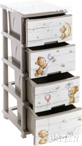 Детски шкаф с четири чекмеджета и  декор, снимка 3 - Мебели за детската стая - 31052351