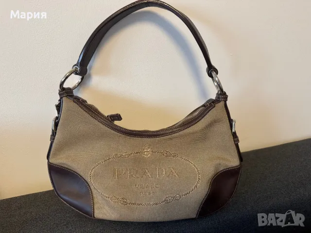 Дизайнерска Prada/Прада канвас чанта от канвас цвят на зелена маслина, снимка 2 - Чанти - 49727027