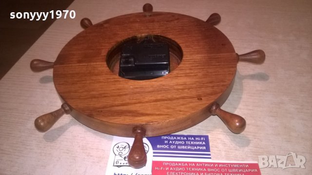 КОРАБЕН РУЛ-АНТИКА ЧАСОВНИК-МАСИВНО ДЪРВО-26Х3СМ, снимка 10 - Колекции - 28672991