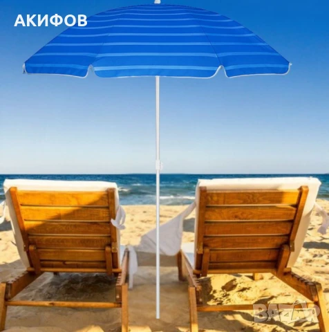 Плажен чадър Muhler U5016 – 130x180 см, с метална конструкция и устойчив TNT плат, снимка 2 - Градински мебели, декорация  - 50600559