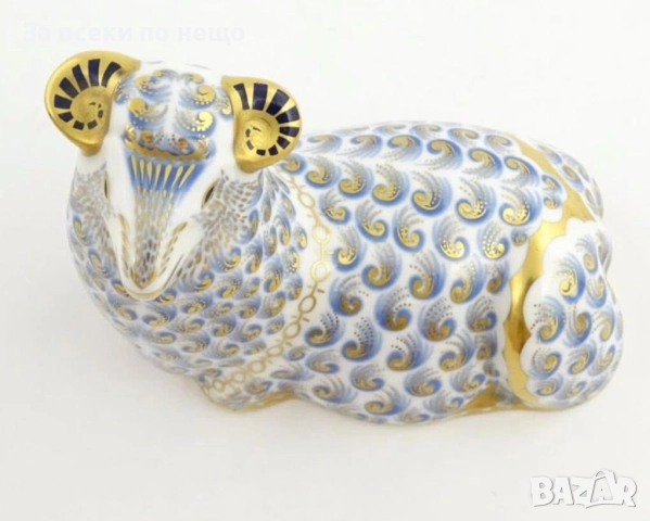 A Royal Crown Derby England  paperweight modelled as a ram/  Circa 1988 Код P1643, снимка 7 - Декорация за дома - 52932793