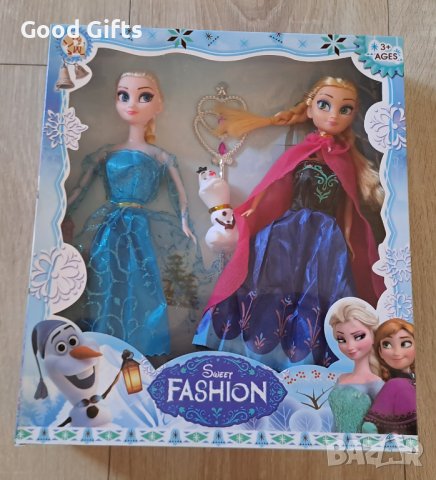 Комплект кукли Замръзналото кралство, Елза и Анна с Олаф и жезъл, снимка 1 - Кукли - 43284386