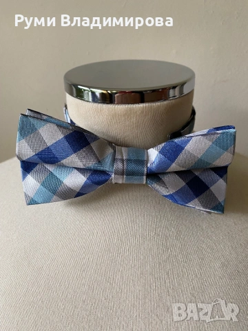 Синя папийонка от 100 % коприна, снимка 6 - Сака - 52505606