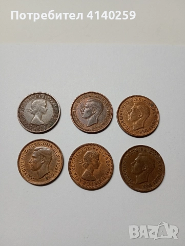 ВЕЛИКОБРИТАНИЯ МОНЕТИ 1 ФАРТИНГ 1942 1949 Г , снимка 5 - Нумизматика и бонистика - 52716871