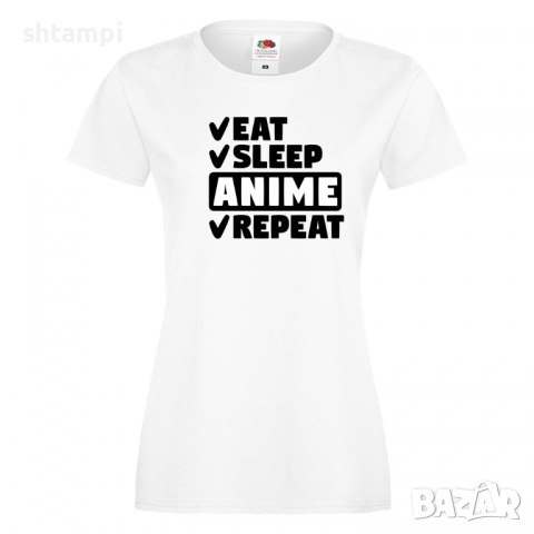 Дамска тениска Anime,Eat,Sleep,Anime,Repeat,Ядене,Спане,Подарък, снимка 2 - Тениски - 36420002