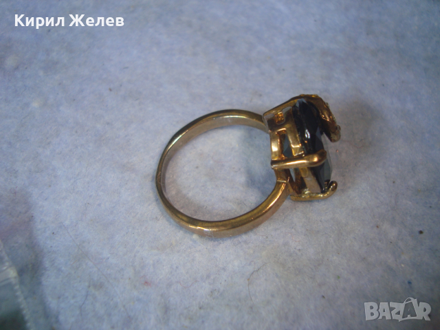 ЗЛАТИСТ СКЪПОЦЕНЕН с ИНКРУСТИРАНИ ЦИРКОНИ и ГОЛЯМ ФАСЕТИРАН ЧЕРЕН ОНИКС АРТ ПРЪСТЕН 3333, снимка 10 - Антикварни и старинни предмети - 36422343