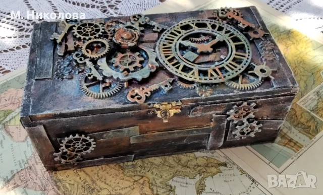 Ръчно декорирана кутия в стил стиймпънк , снимка 4 - Други - 50777038