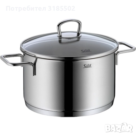 Комплект 3 тенджери Silit Alicante, Стъклени капаци, Сребърен, снимка 6 - Прибори за хранене, готвене и сервиране - 51431884