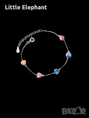 Pre order Glamorous Сребърна гривна сърца ,two tone coloured/нова