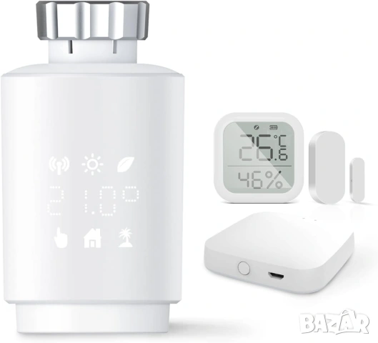 Moes, термо глава, сензор за врата/прозорец, термометър/хигрометър НОВ, снимка 2 - Радиатори - 53376111