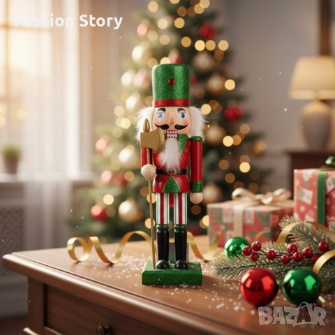 Коледна дървена фигурка Лешникотрошач – Перфектния вълшебен декор, снимка 2 - Статуетки - 52484413