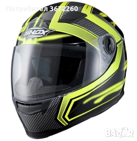 Мото каска Shox размер М 57-58 жълто и черно, снимка 3 - Аксесоари и консумативи - 52163142