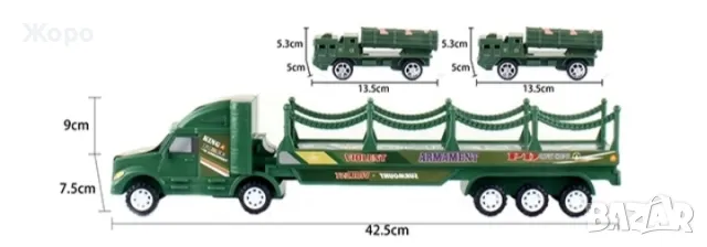 КАМИОН АВТОВОЗ С ДВЕ ВОЕННИ МАШИНИ 198214, снимка 4 - Коли, камиони, мотори, писти - 47504756