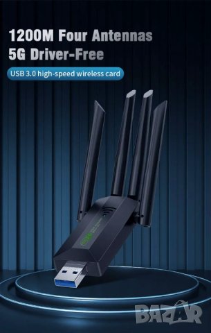 Dual Band Wireless USB WiFi  интернет адаптер с антена., снимка 3 - Мрежови адаптери - 19855327