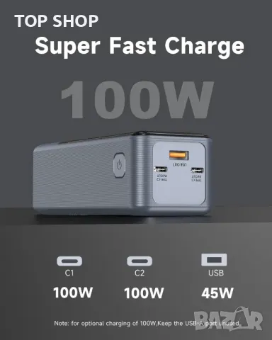 145W Power Bank, 27000mAh преносимо зарядно устройство за лаптоп и телефон, Powerbank с 3 изхода, 10, снимка 5 - Външни батерии - 48901528