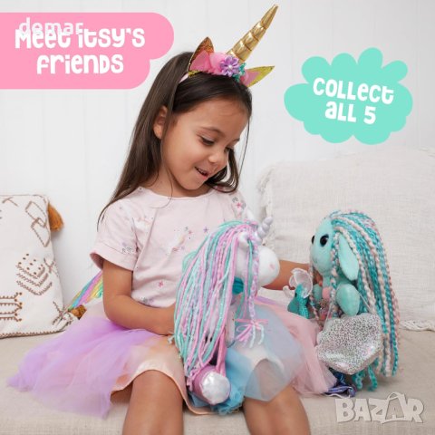 Itsy Unicorn Плюшена играчка розов еднорог с дрехи за обличане като кукла балерина, снимка 7 - Плюшени играчки - 43947177