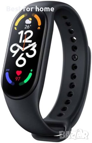 Смарт гривнa XIAOMI MI BAND 7 BLACK 1.62 ", ПУЛСОМЕР, снимка 1 - Смарт часовници - 43997108