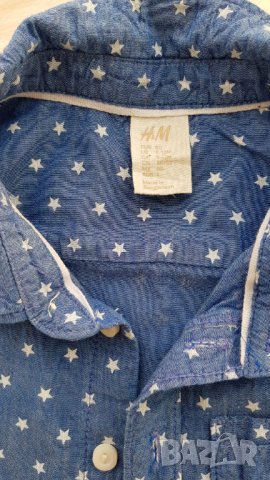 Дънкова риза H&M 9-12месеца, снимка 3 - Бебешки блузки - 32785983