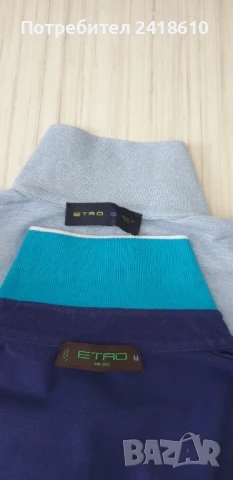 ETRO Milano Pique Cotton Italy  Mens Size S и  M  ОРИГИНАЛ! Мъжки Тениски - 2 Броя!, снимка 2 - Тениски - 50713059