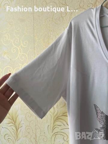 Бяла тениска 46 размер с щампа 🤍 , снимка 4 - Тениски - 50780419