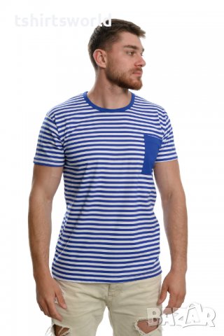 Нова мъжка моряшка тениска с джобче, снимка 6 - Тениски - 30528667
