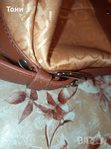 ARNALDO BASSINI Оригинал Нова Дамска Чанта от Естествена Кожа и Текстил с Етикет , снимка 15 - Чанти - 52418680