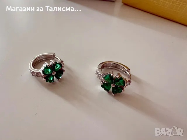 Сребро S925 - Сребърни обеци зелени Цирконий, снимка 3 - Обеци - 49190682