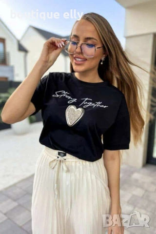 дамска тениска в розово и черно, снимка 2 - Тениски - 53284323