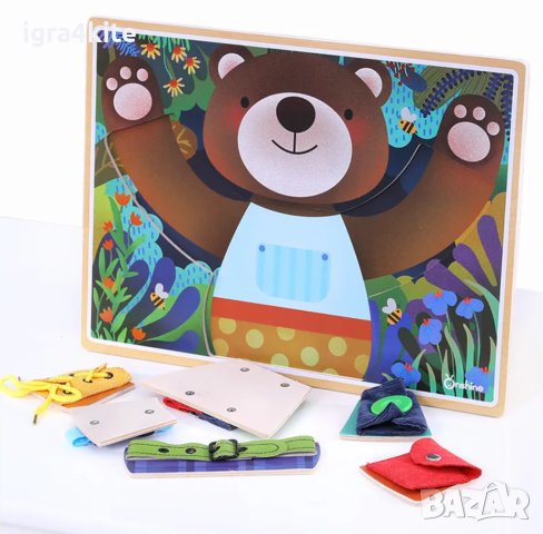 Активна тактилна дъска за основни умения "Облечи мечето" / 2 модела