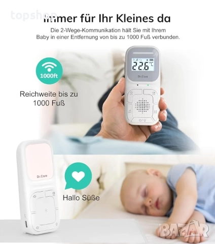 ЧИСТО НОВ, ТЕСТВАН Преносим бебешки аудио монитор и звуков бебефон NeoGo с обхват от 300 метра..., снимка 3 - Бебефони - 51598000