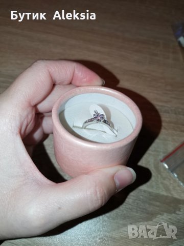 Промо! Дамски годежни пръстени сиви посребрени с австралииски кристали , снимка 3 - Пръстени - 27099427