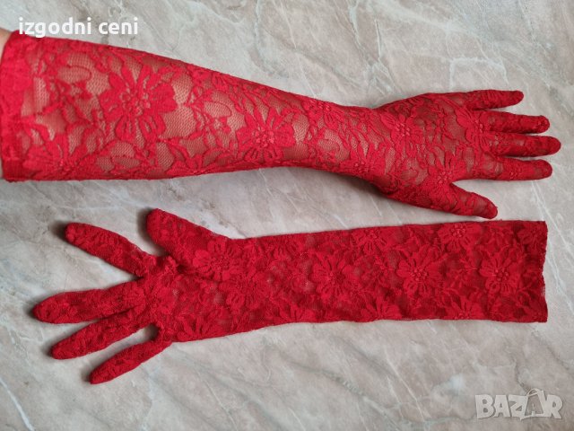 Дантелени червени ръкавици , снимка 2 - Раници - 38016980