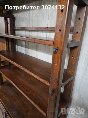Масивен дъбов шкаф/библиотека с регуриране на рафтовете, снимка 5 - Шкафове - 49680266