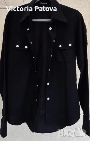 Модерна черна риза TERRANOVA FASHION , снимка 4 - Ризи - 48523103