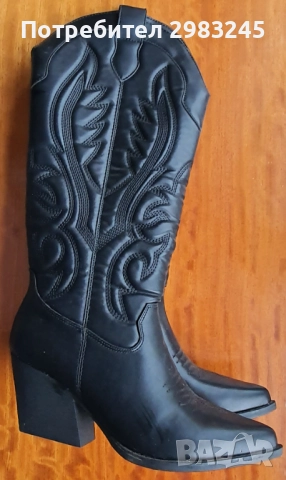 Дамски черни ботуши , снимка 6 - Дамски ботуши - 52702302