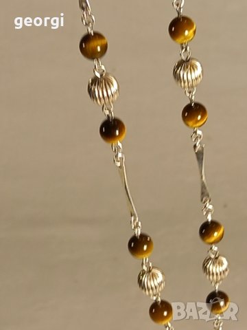 сребърно колие с тигрово око