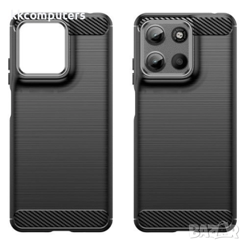 Motorola Moto G05 4G / E15 4G Удароустойчив Carbon Fiber Калъф и Протектор, снимка 4 - Калъфи, кейсове - 52674239