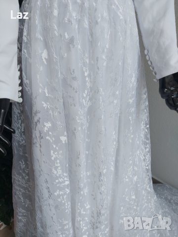 сватбена булчинска рокля с шлейф и ръкави, снимка 7 - Сватбени рокли - 39853055