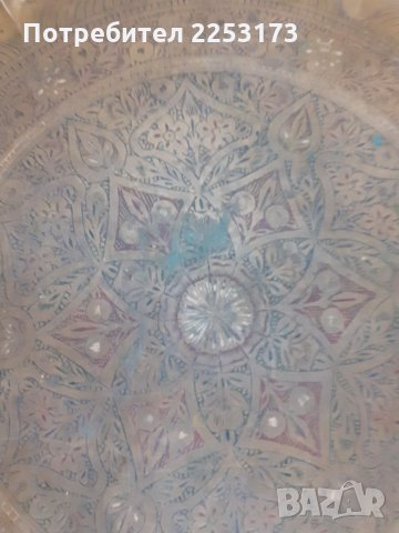 Арабски месингов поднос рисуван, снимка 5 - Декорация за дома - 33676357