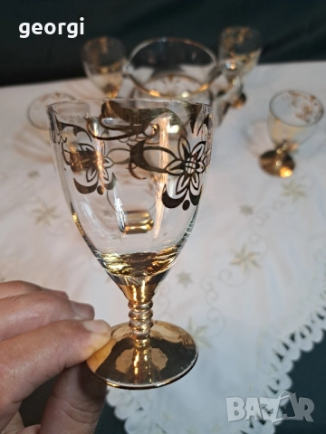 български луксозен сервиз за вино с позлата 27/5, снимка 2 - Сервизи - 51780820