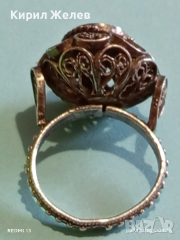 Старинен възрожденски стил сребърен пръстен филигранна изработка 52446, снимка 10 - Пръстени - 52909420