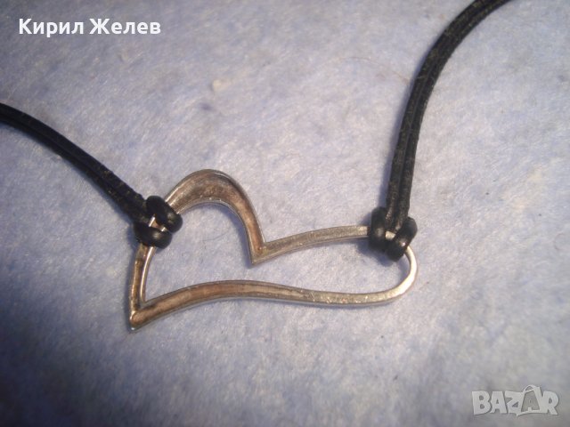 СЪРЦЕВИДНА СРЕБЪРНА АРТ МОДНА ГРИВНА СРЕБРО 925 с КОЖЕНА КАИШКА 27241, снимка 7 - Гривни - 36867009