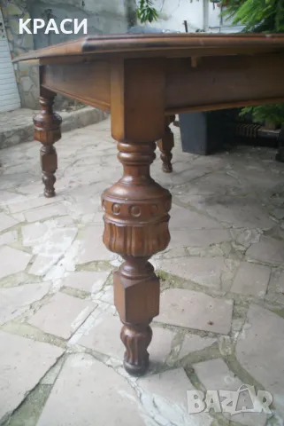 продавам старинна разтегателна маса +6 стола, снимка 2 - Маси - 49693129