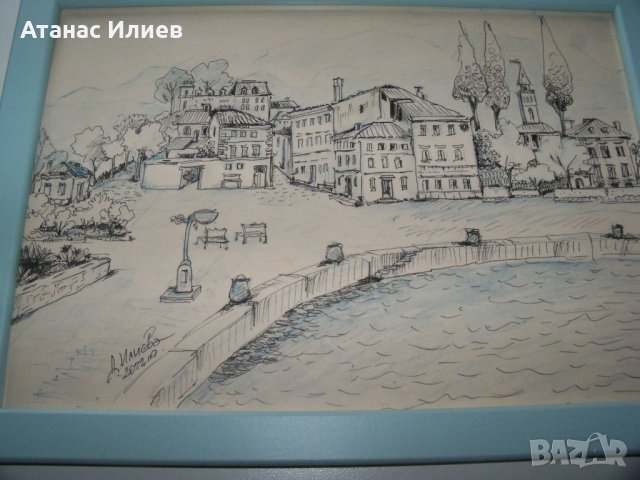 Градски пейзаж 2, графика на художничката Десислава Илиева, подписана., снимка 5 - Картини - 39466576
